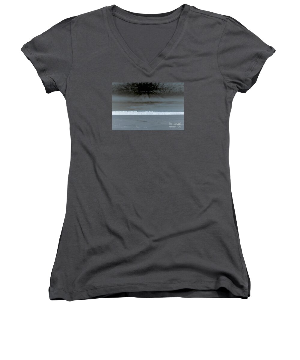 Snow Women's V-Neck featuring the photograph Snow Fences by Elaine Hunter