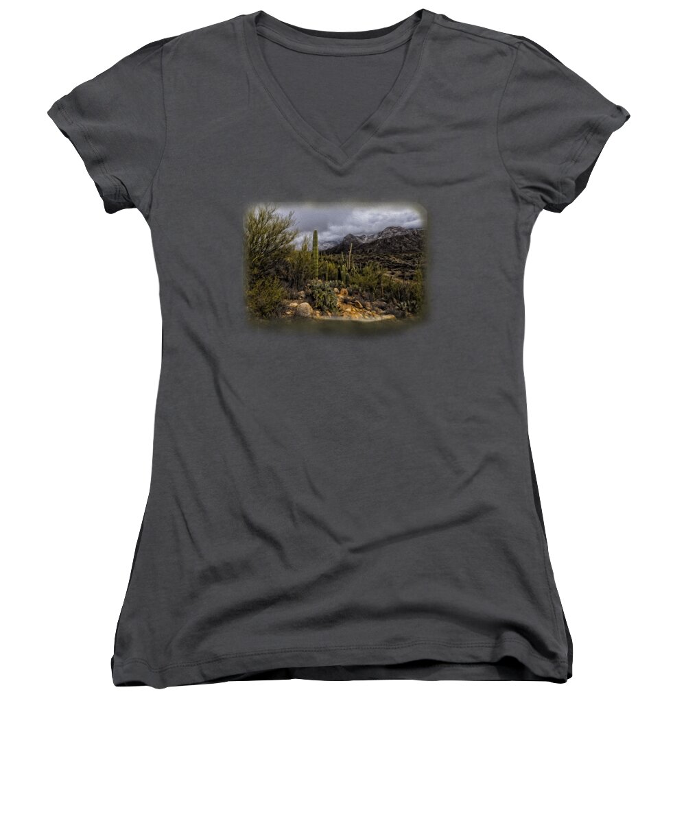 America Women's V-Neck featuring the photograph Sonoran Winter No.3 by Mark Myhaver