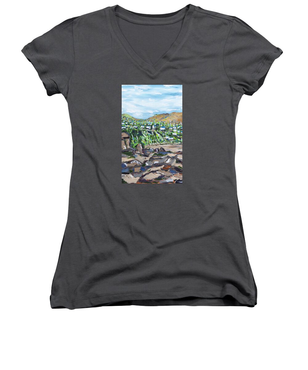 South Africa Women's V-Neck featuring the painting South African Coastline Part One by Patrick Grills