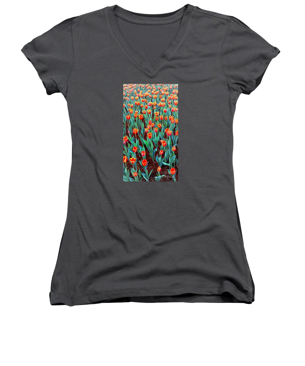 Flowers Women's V-Neck featuring the painting Spring In Holland by Ian Gledhill