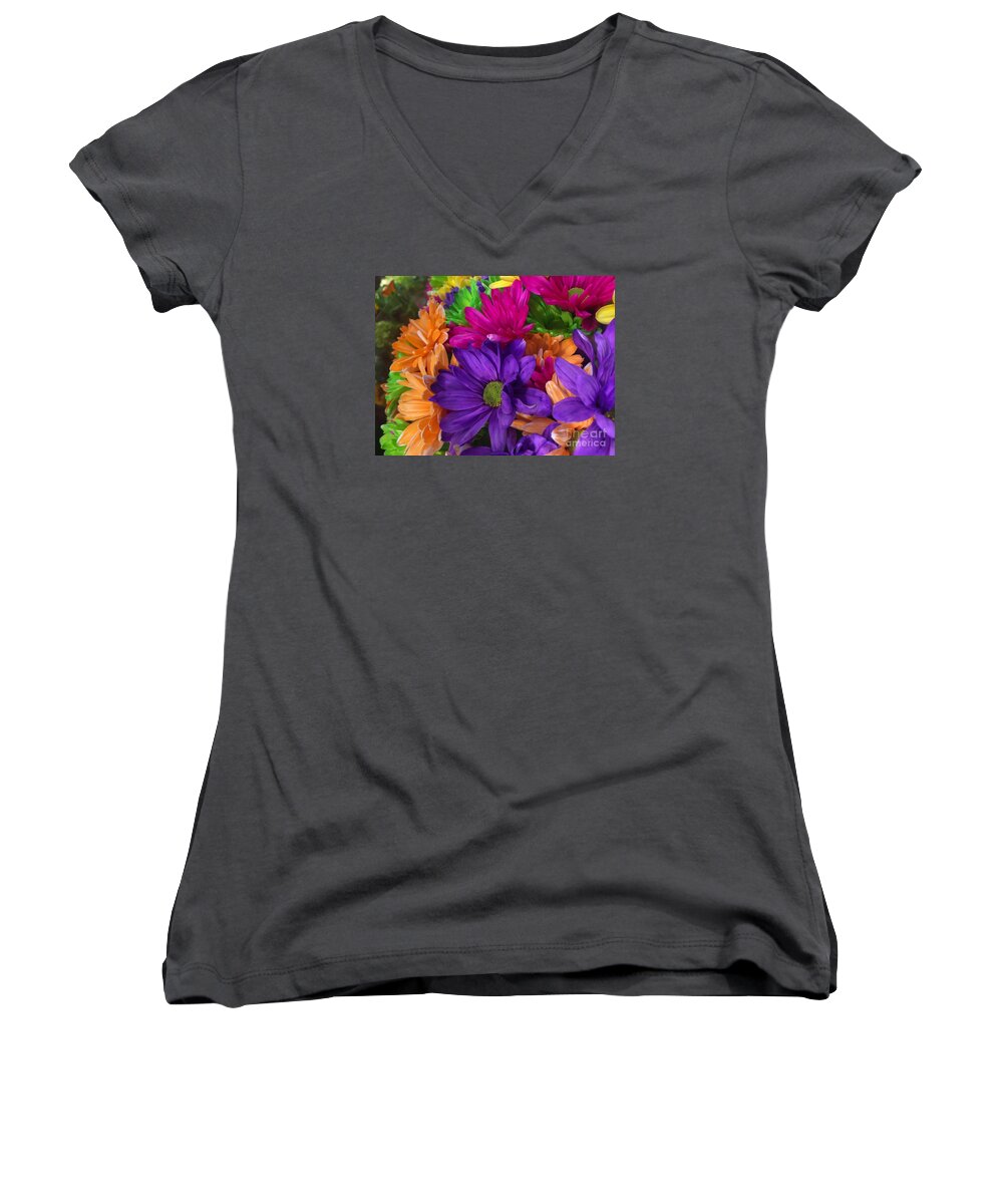 Spring Women's V-Neck featuring the photograph Spring Mums by Nona Kumah