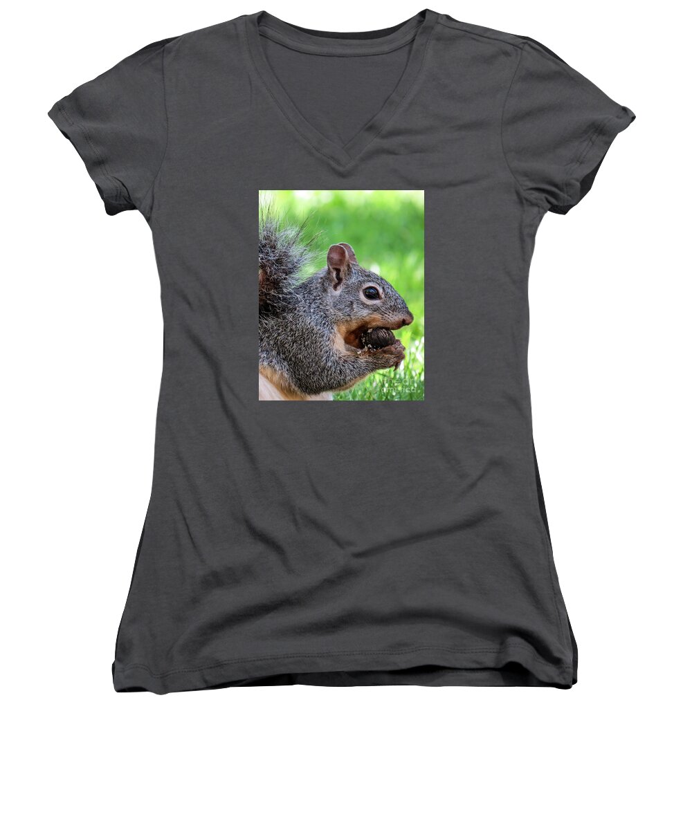 Outdoors Women's V-Neck featuring the photograph Squirrel 1 by Christy Garavetto