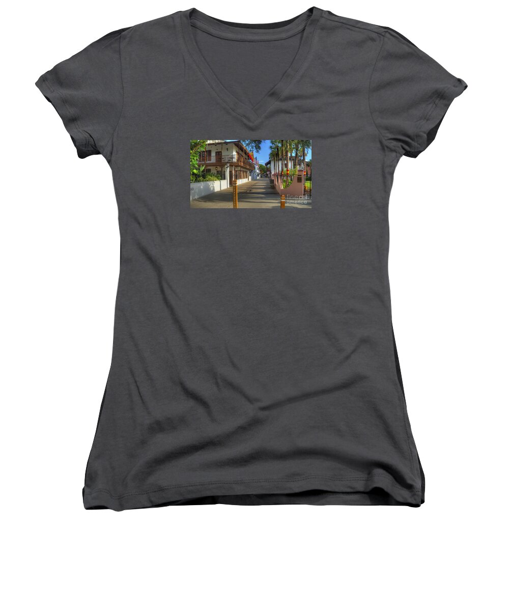 Hypolita Women's V-Neck featuring the photograph St George Street North by Ules Barnwell