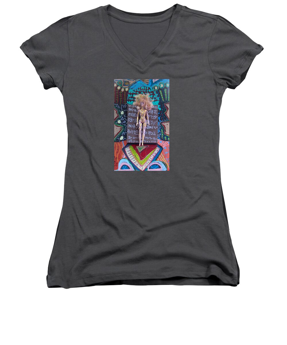Herbal Tincture Women's V-Neck featuring the painting St. John's Wort Herbal Tincture by Clarity Artists