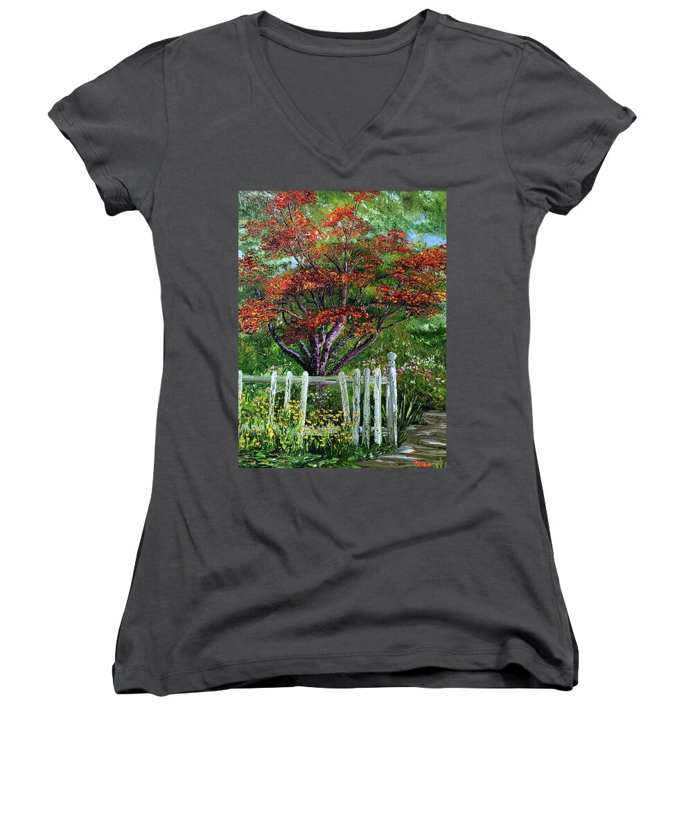 Landscape Women's V-Neck featuring the painting St. Michael's Tree by Terry R MacDonald