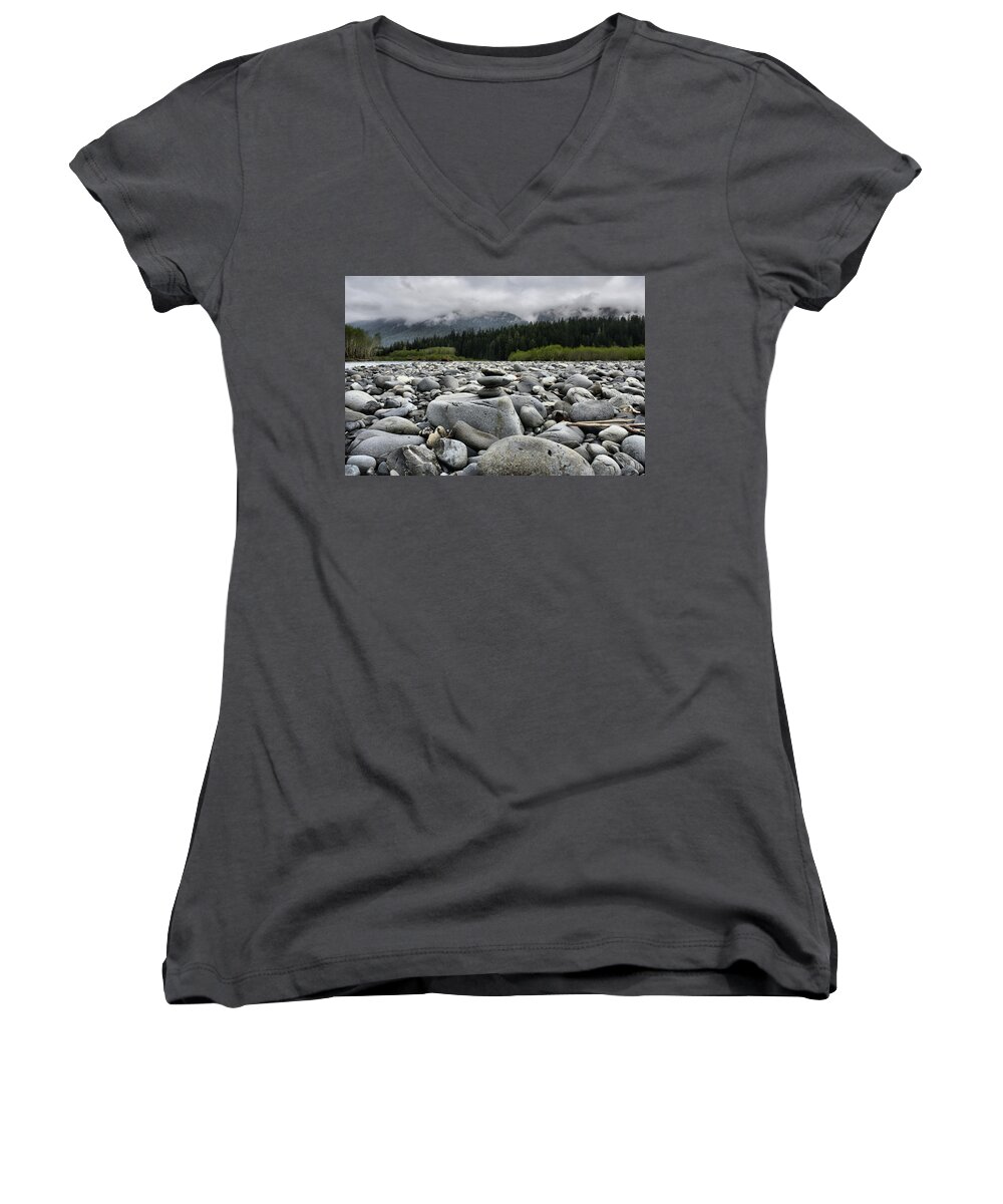 Women's V-Neck featuring the photograph Stacked Rocks by Jason Brooks