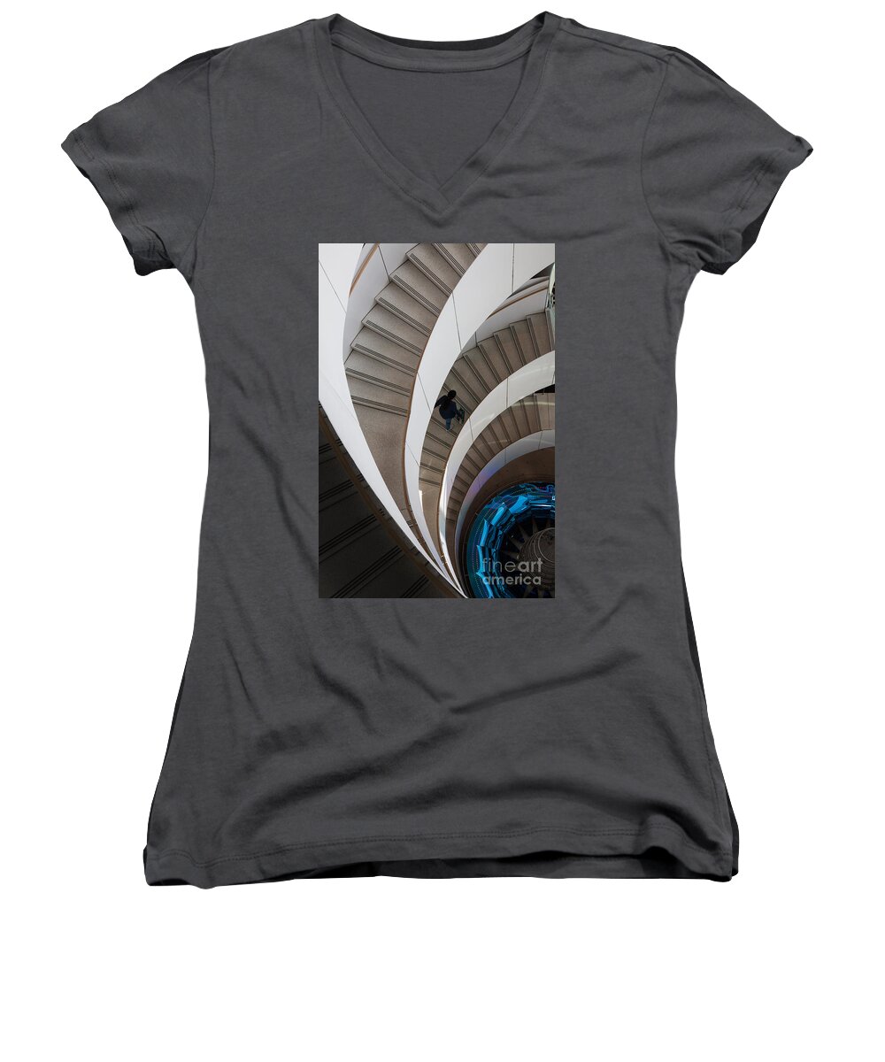 Stairs Women's V-Neck featuring the photograph Stairs Bruininks Hall University of Minnesota Campus by Wayne Moran