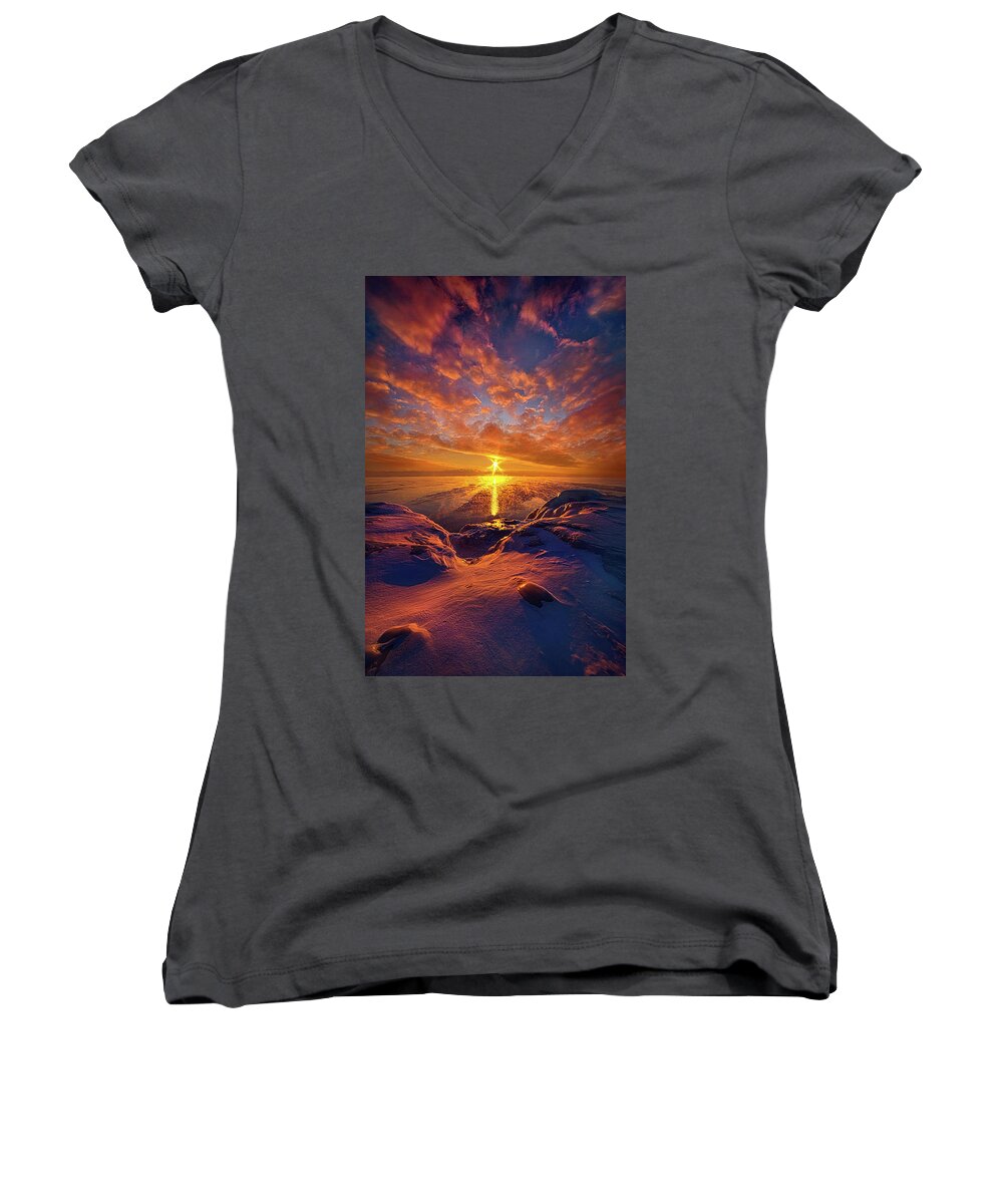 Clouds Women's V-Neck featuring the photograph Standing Stilled by Phil Koch