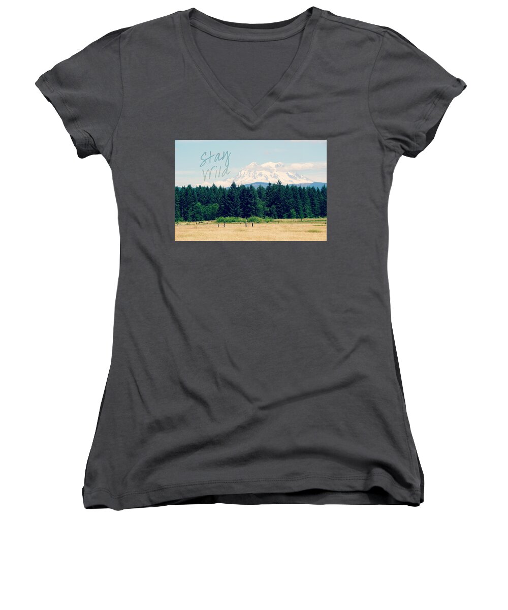 Landscape Women's V-Neck featuring the photograph Stay Wild by Robin Dickinson