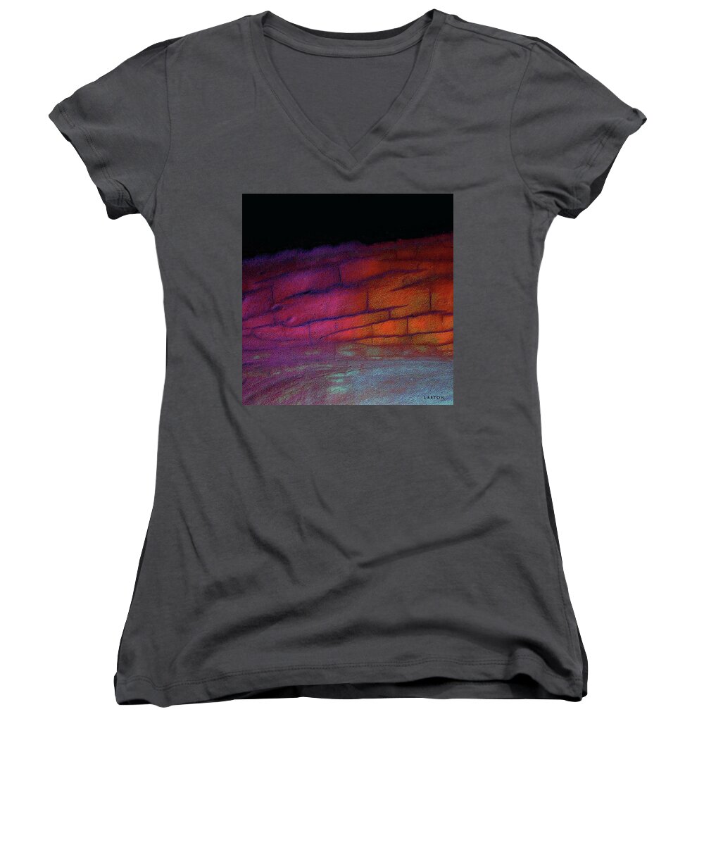 Abstract Women's V-Neck featuring the digital art Steady Wisdom by Richard Laeton