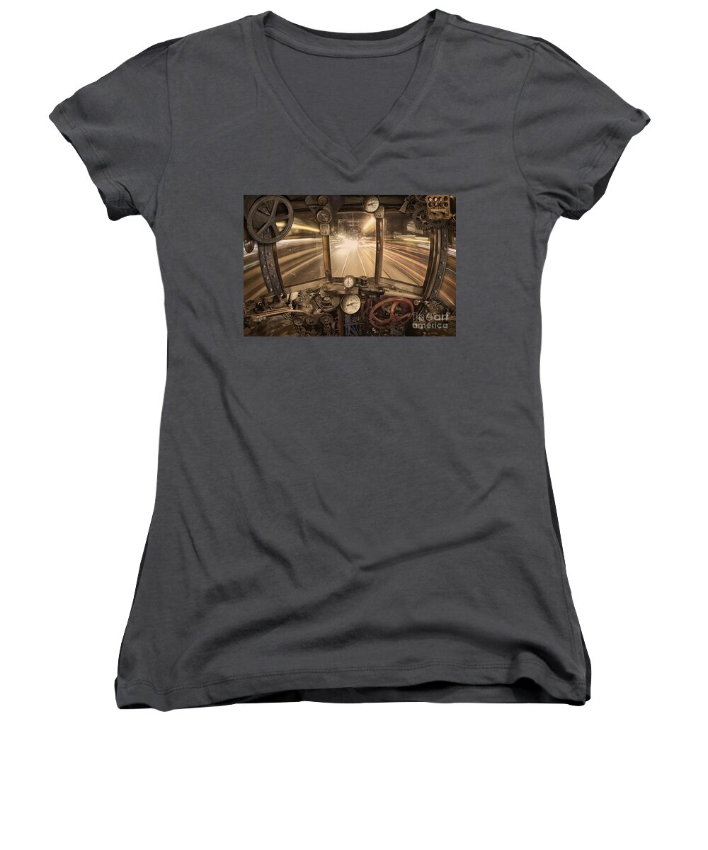 Steampunk Women's V-Neck featuring the photograph Steampunk Time Machine by Keith Kapple