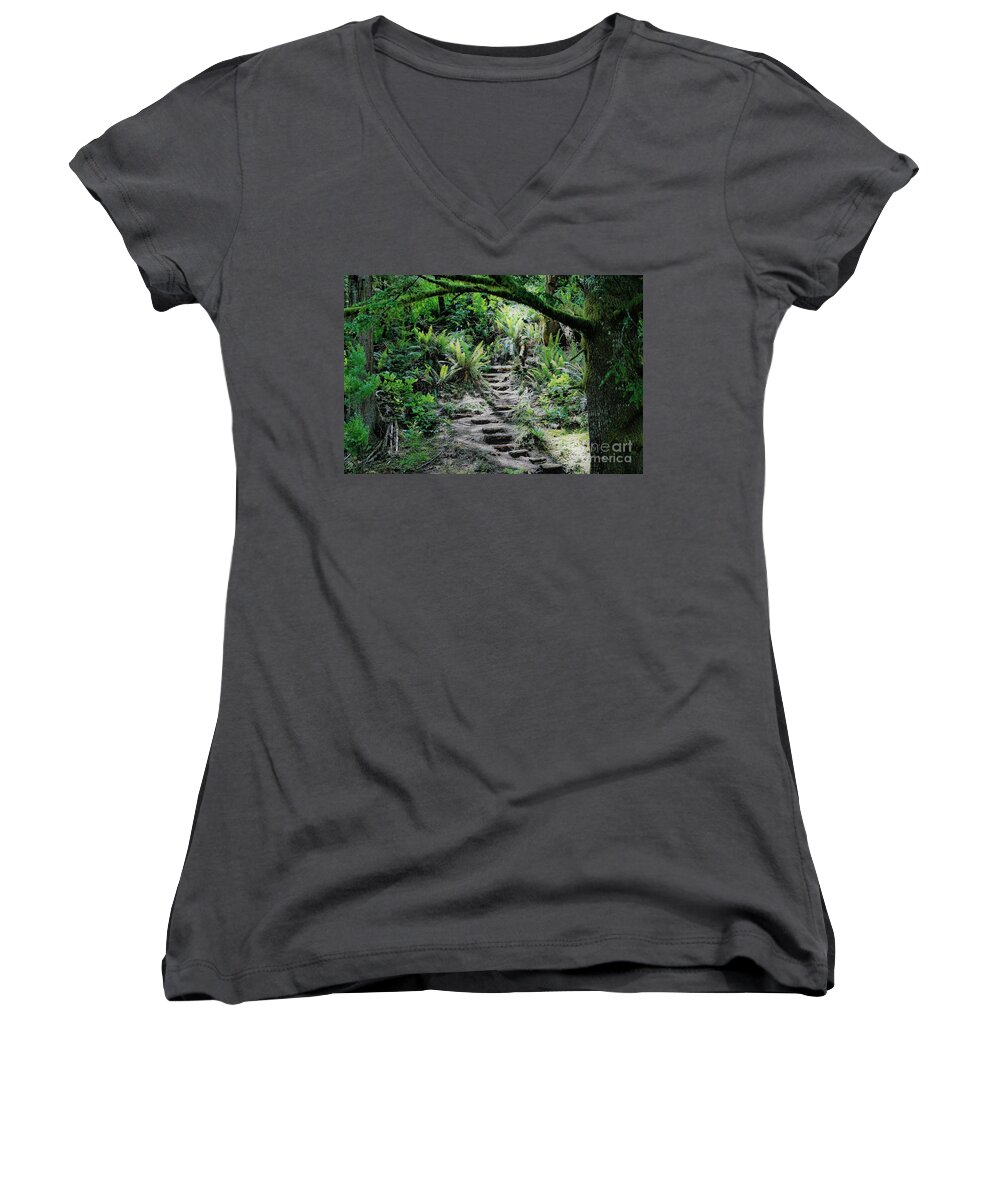Coastal Forest Women's V-Neck featuring the photograph Step on up by Merle Grenz