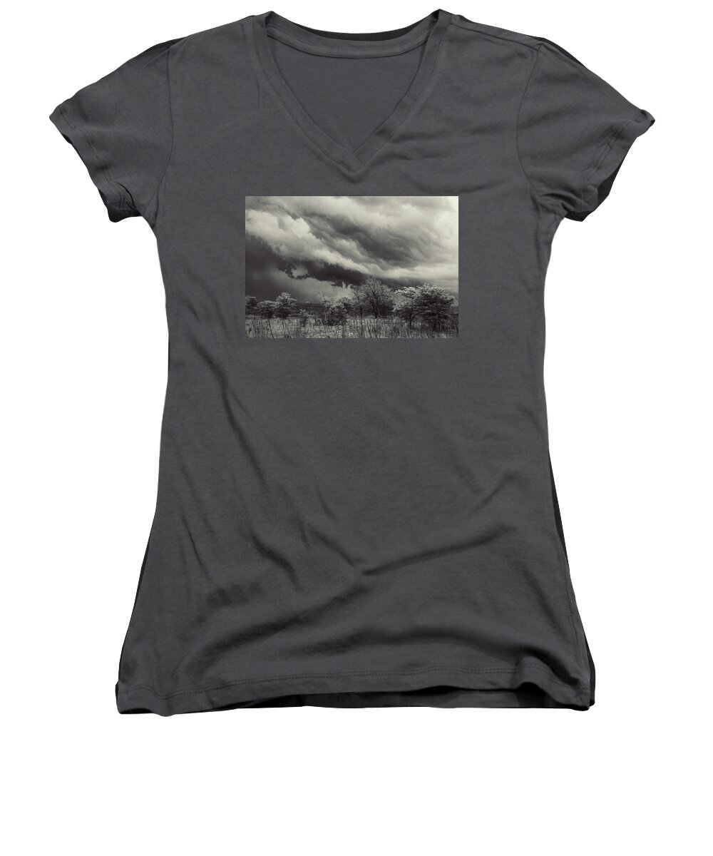 Storm Women's V-Neck featuring the photograph Stillness of the Storm by Toni Hopper
