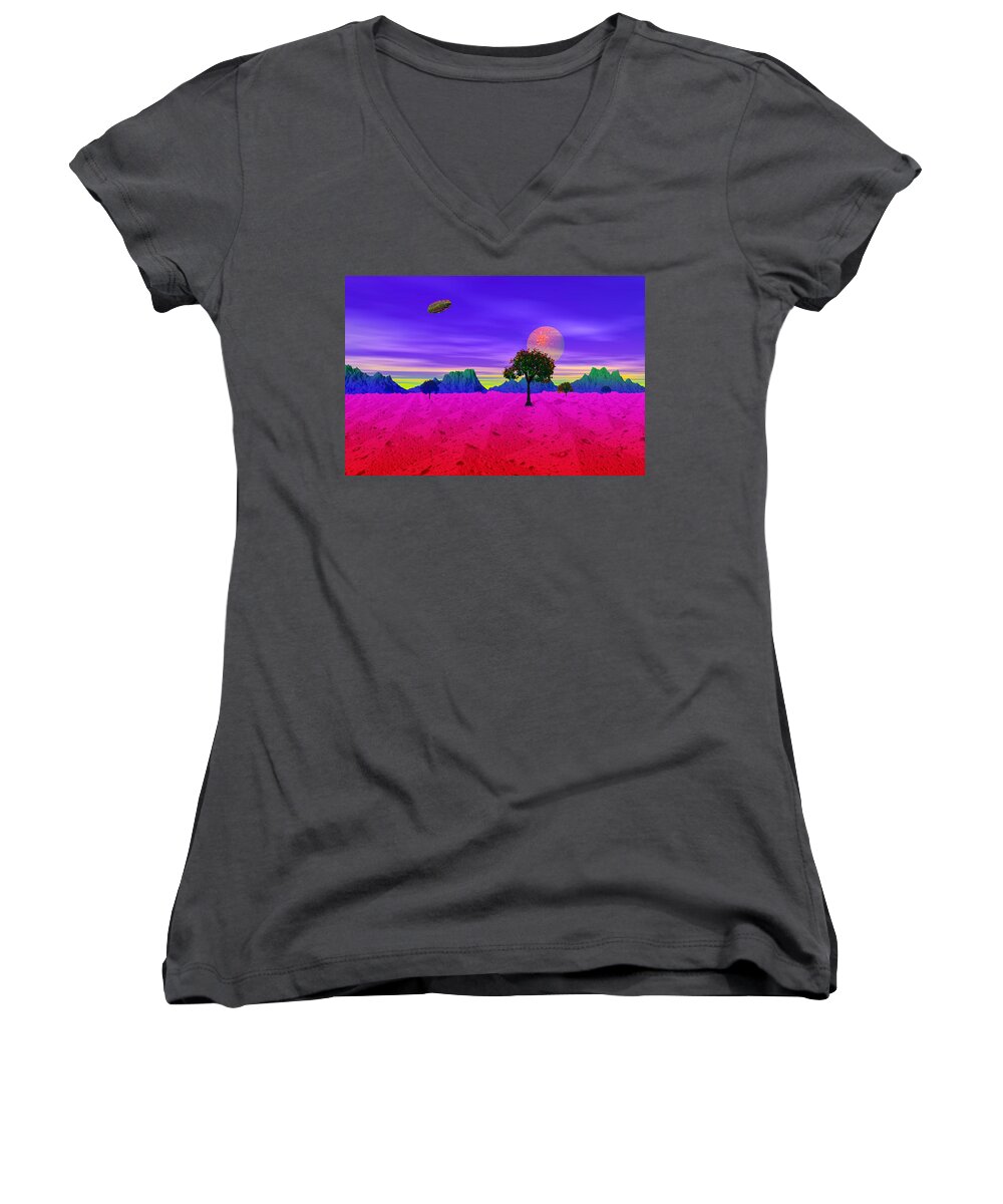 Landscape Women's V-Neck featuring the photograph Strangely Place by Mark Blauhoefer