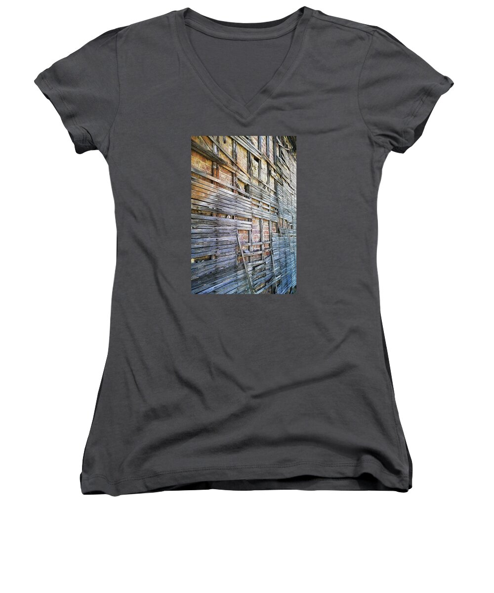 Mighty Sight Studio Photo Art Ybor City Tampa Women's V-Neck featuring the digital art Strips by Steve Sperry