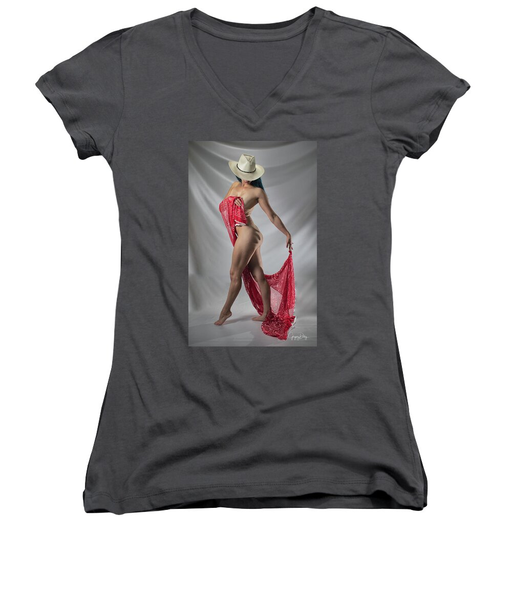 Cowgirl Women's V-Neck featuring the photograph Strong Sexy Cowgirl by Gregory Daley MPSA