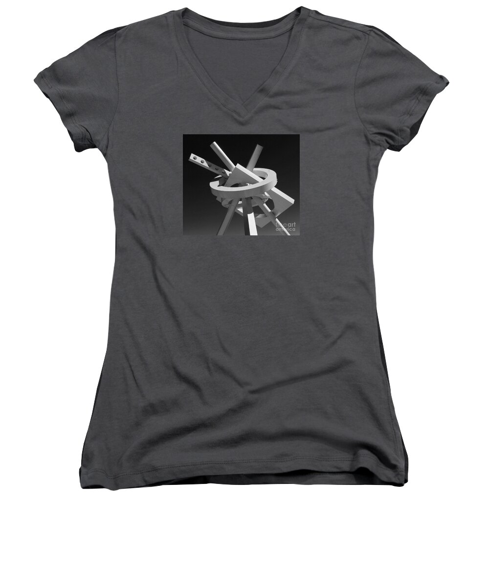 Structure Women's V-Neck featuring the photograph Structure Abstract 5 by Cheryl Del Toro