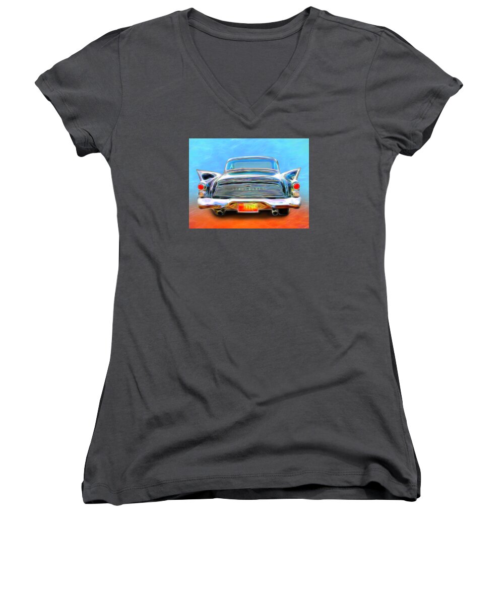 Calssic Cars Women's V-Neck featuring the digital art Stude' by Rick Wicker