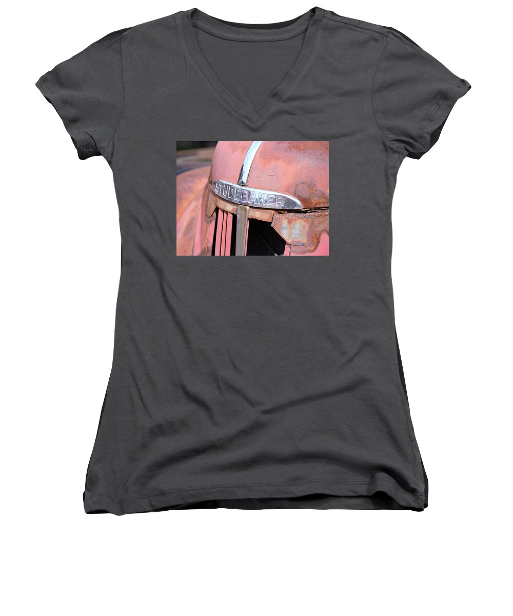 Studebaker Women's V-Neck featuring the photograph Studebaker by David Bader