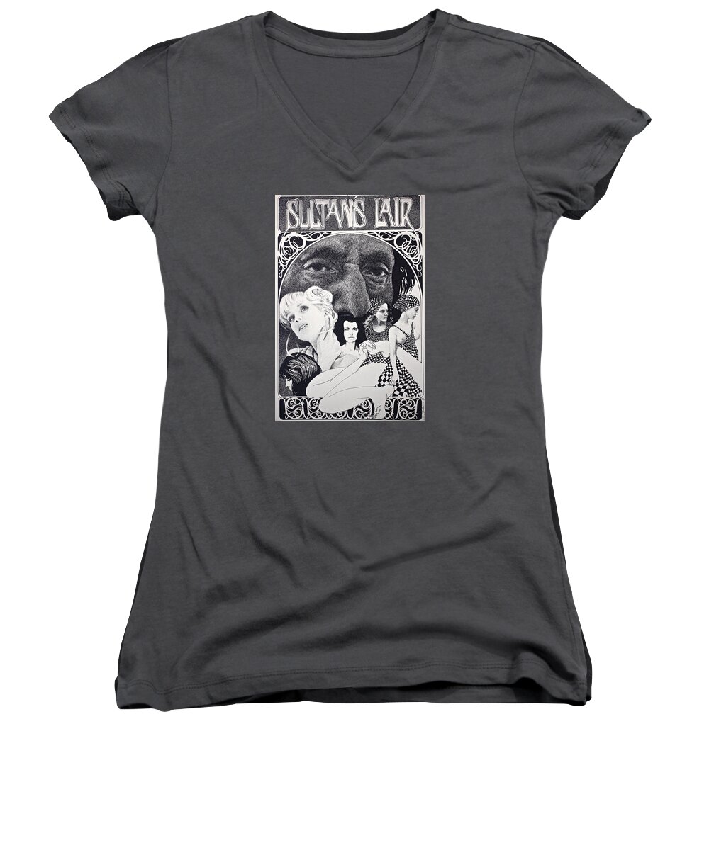 Portraits Women's V-Neck featuring the painting Sultan's Lair by Cliff Spohn