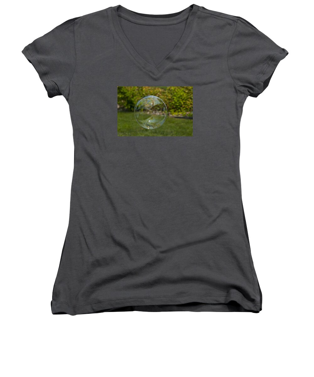 Blue Women's V-Neck featuring the photograph Summer bubble by Brian Green