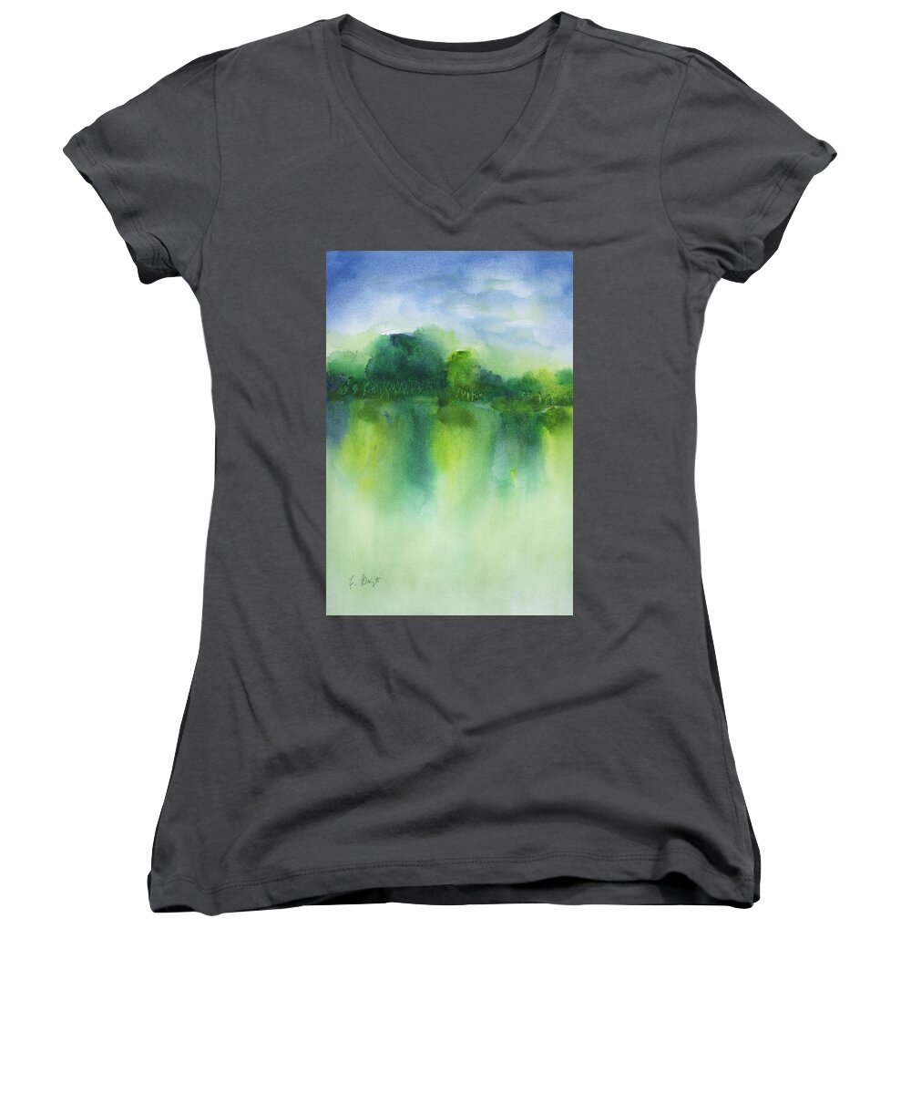 Summer Landscape Women's V-Neck featuring the painting Summer Landscape by Frank Bright