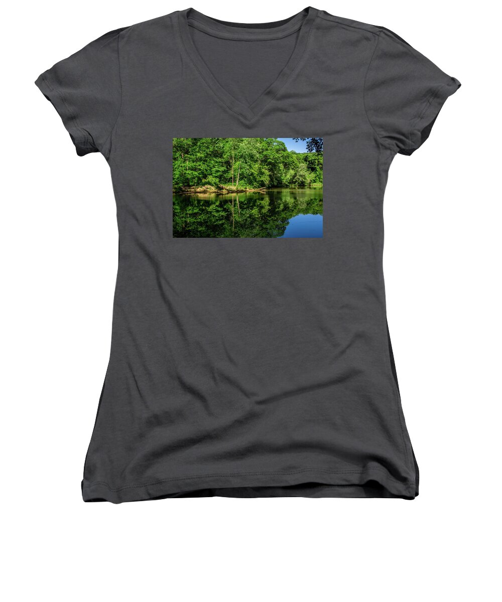 Summer Women's V-Neck featuring the photograph Summer Reflections by James L Bartlett