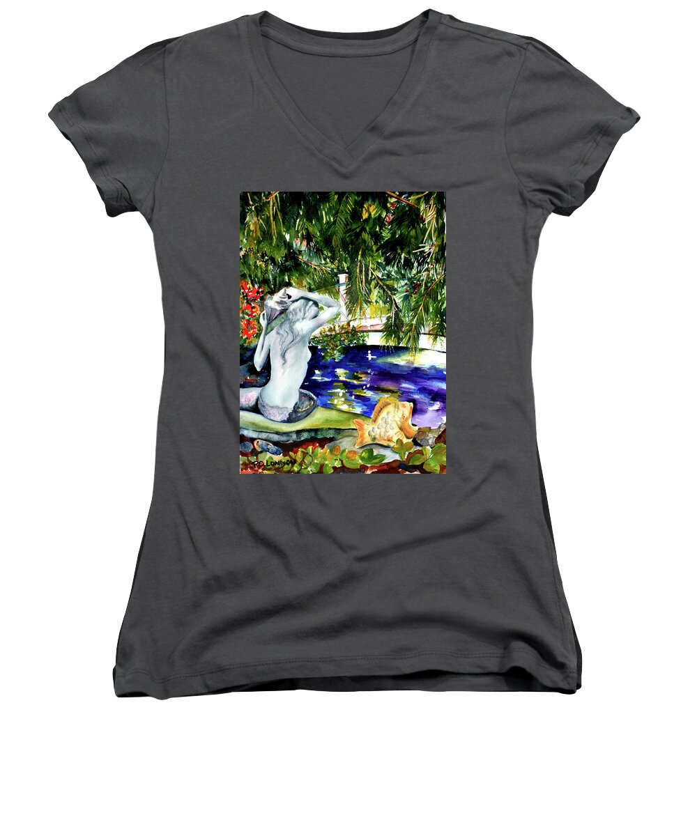 Mermaid Women's V-Neck featuring the painting Summer Splendor by Phyllis London