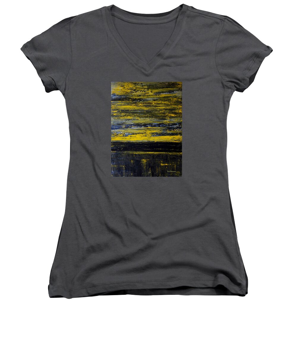 Abstract Women's V-Neck featuring the painting Sunset Abstract by Dick Bourgault