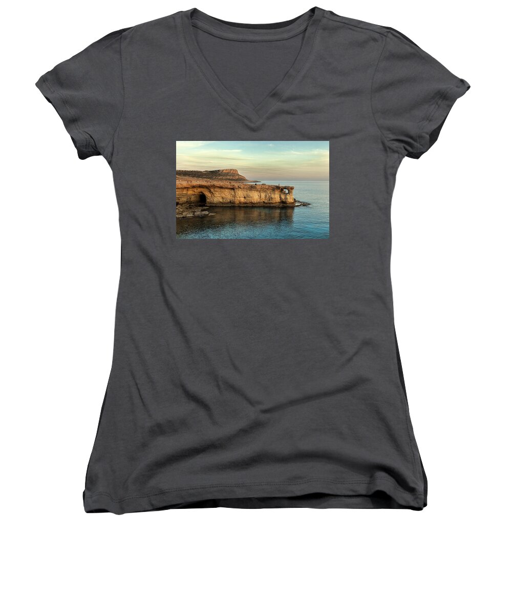 Cape Women's V-Neck featuring the photograph Sunset by the cape by Mike Santis