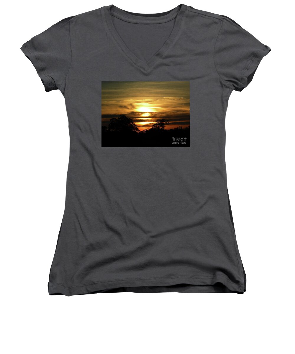 Sunset Women's V-Neck featuring the photograph Sunset In Carolina by Matthew Seufer