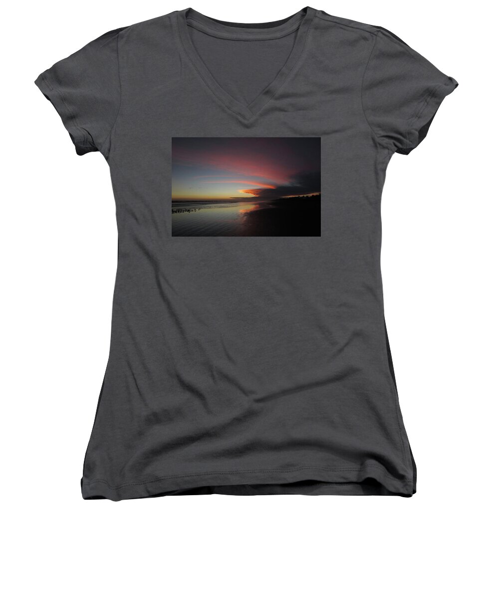 Sunset Women's V-Neck featuring the photograph Sunset Las Lajas by Daniel Reed