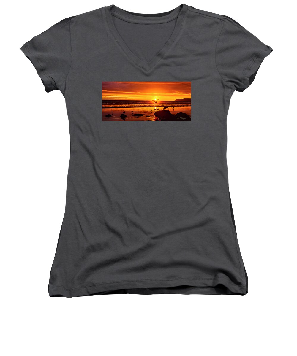 Coronado Women's V-Neck featuring the photograph Sunset Surprise Pano by Dan McGeorge