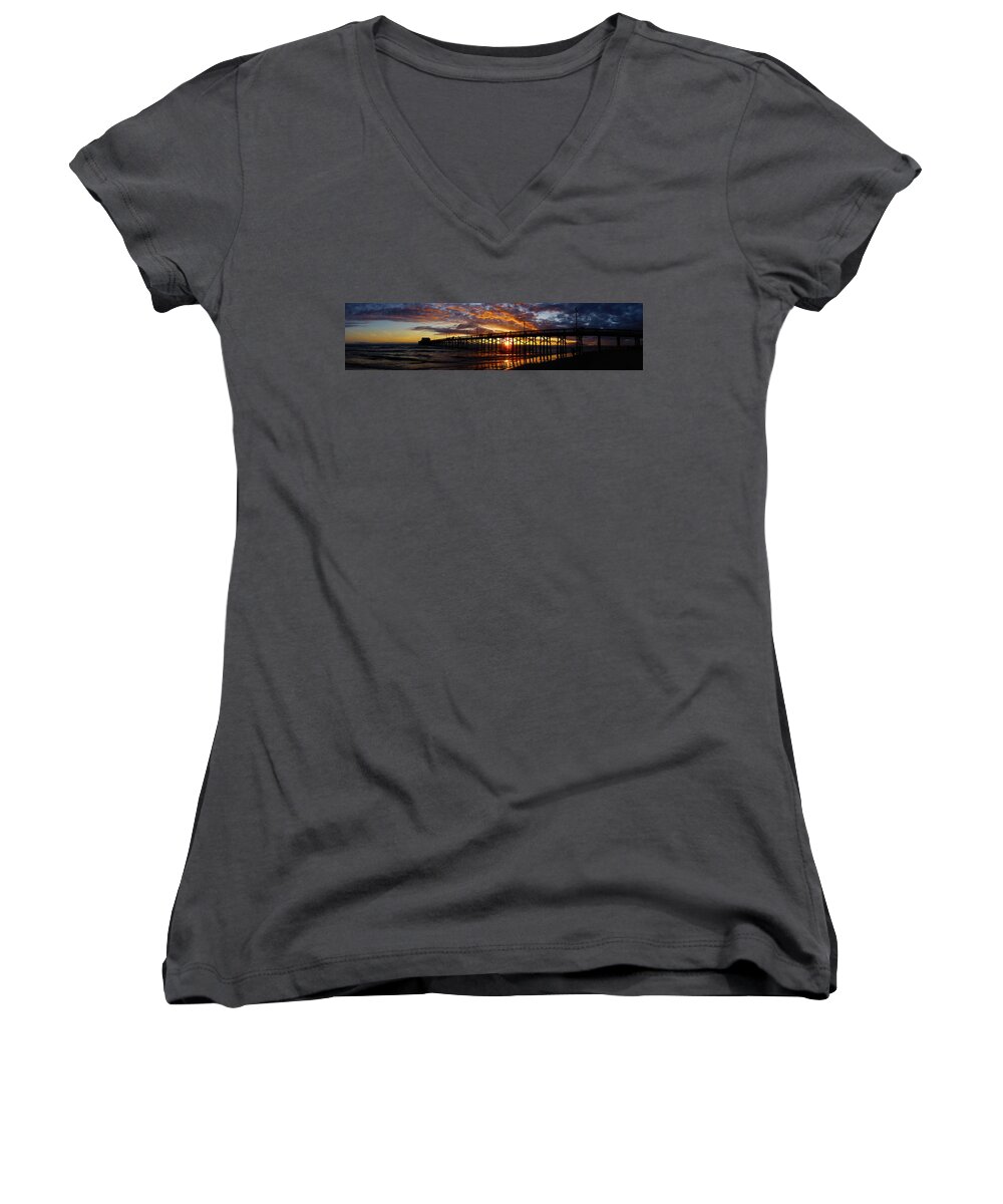 Sunset Women's V-Neck featuring the photograph Sunset by Thanh Thuy Nguyen