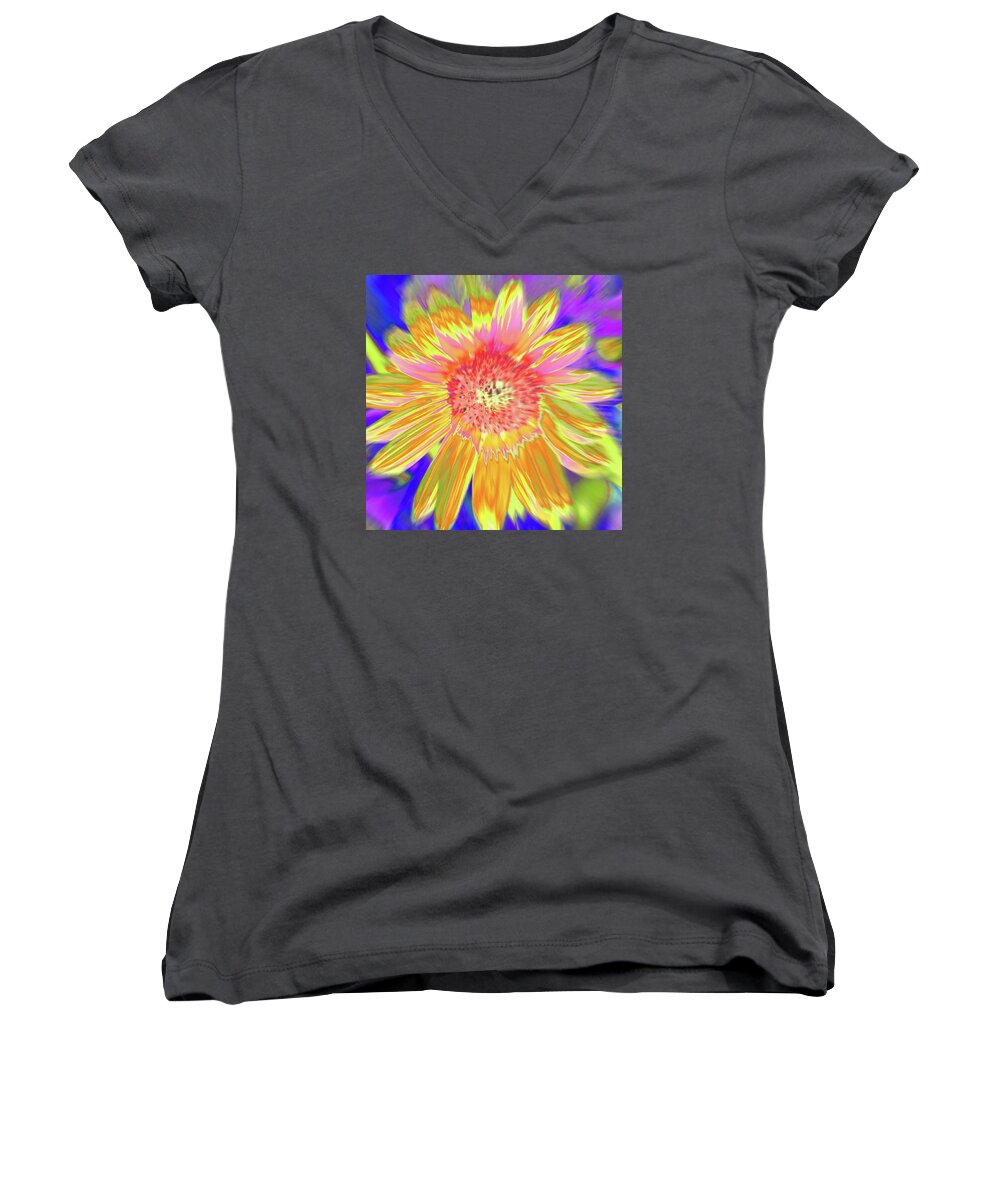 Sunflowers Women's V-Neck featuring the photograph Sunsweet by Cris Fulton