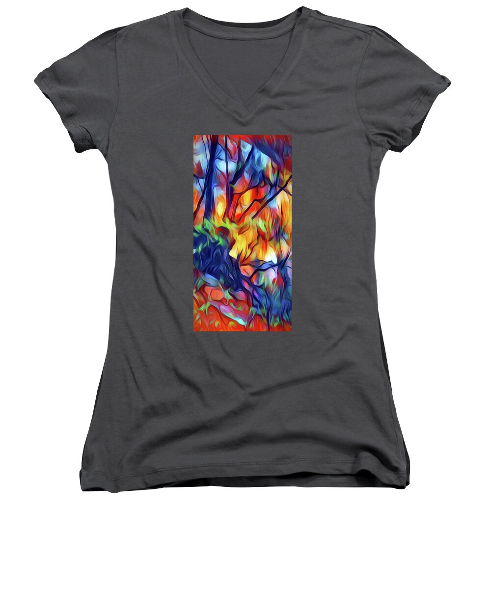 Abstract Women's V-Neck featuring the photograph Taylors Creek by David Hansen