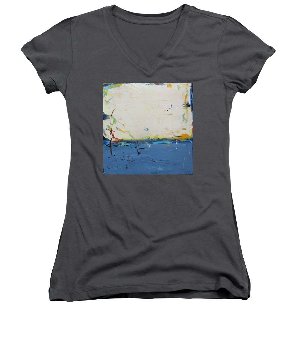 Abstract Landscape Women's V-Neck featuring the painting Tendresse by Francine Ethier