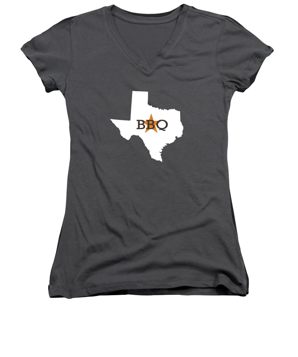 Bbq Women's V-Neck featuring the digital art Texas BBQ by Nancy Ingersoll