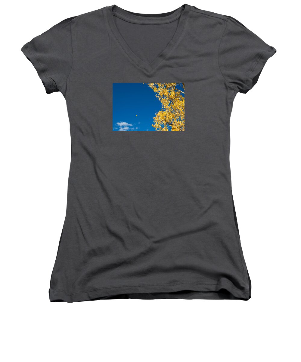 Aspen Women's V-Neck featuring the photograph The Aspen Leaf by Stephen Holst