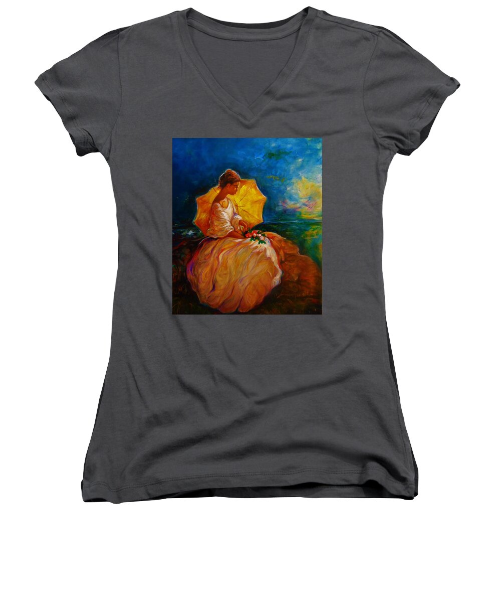 Landscape Women's V-Neck featuring the painting The Beautiful Outdoors by Emery Franklin