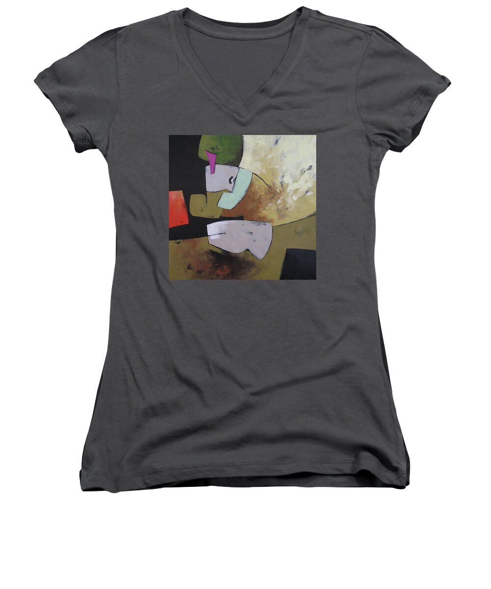 Art Women's V-Neck featuring the painting The Beyond by Linda Monfort