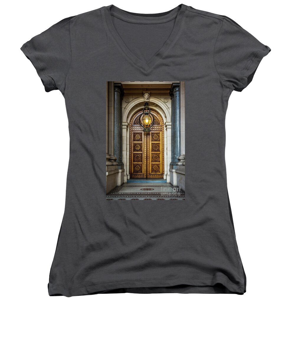 Doors Women's V-Neck featuring the photograph The Big Doors by Perry Webster