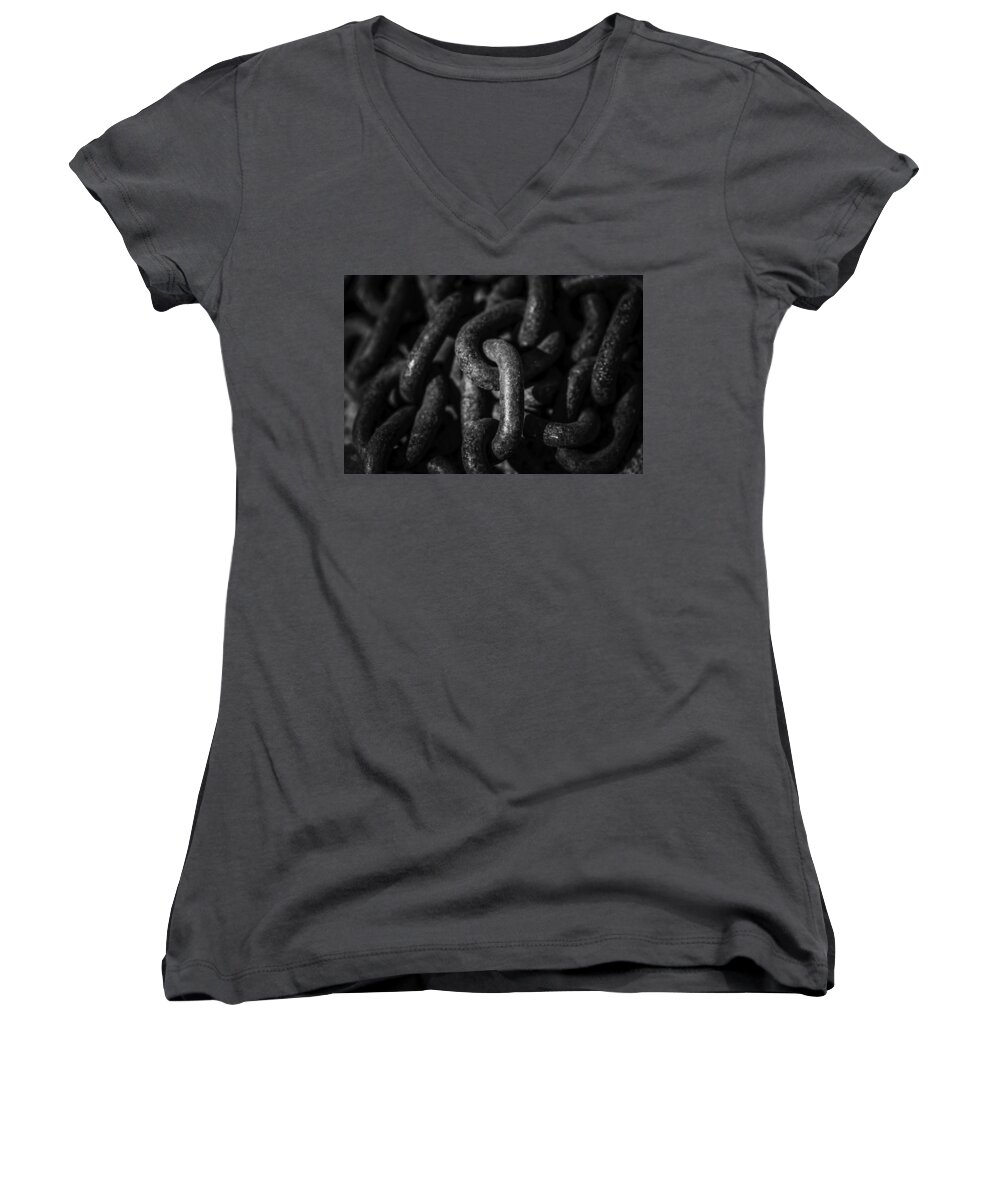 Chain Women's V-Neck featuring the photograph The Chains That Bind Us by Jason Moynihan