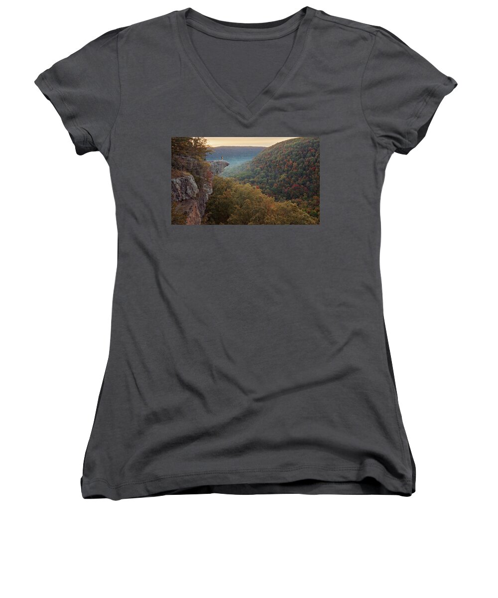 Arkansas Women's V-Neck featuring the photograph The Crag by Eilish Palmer