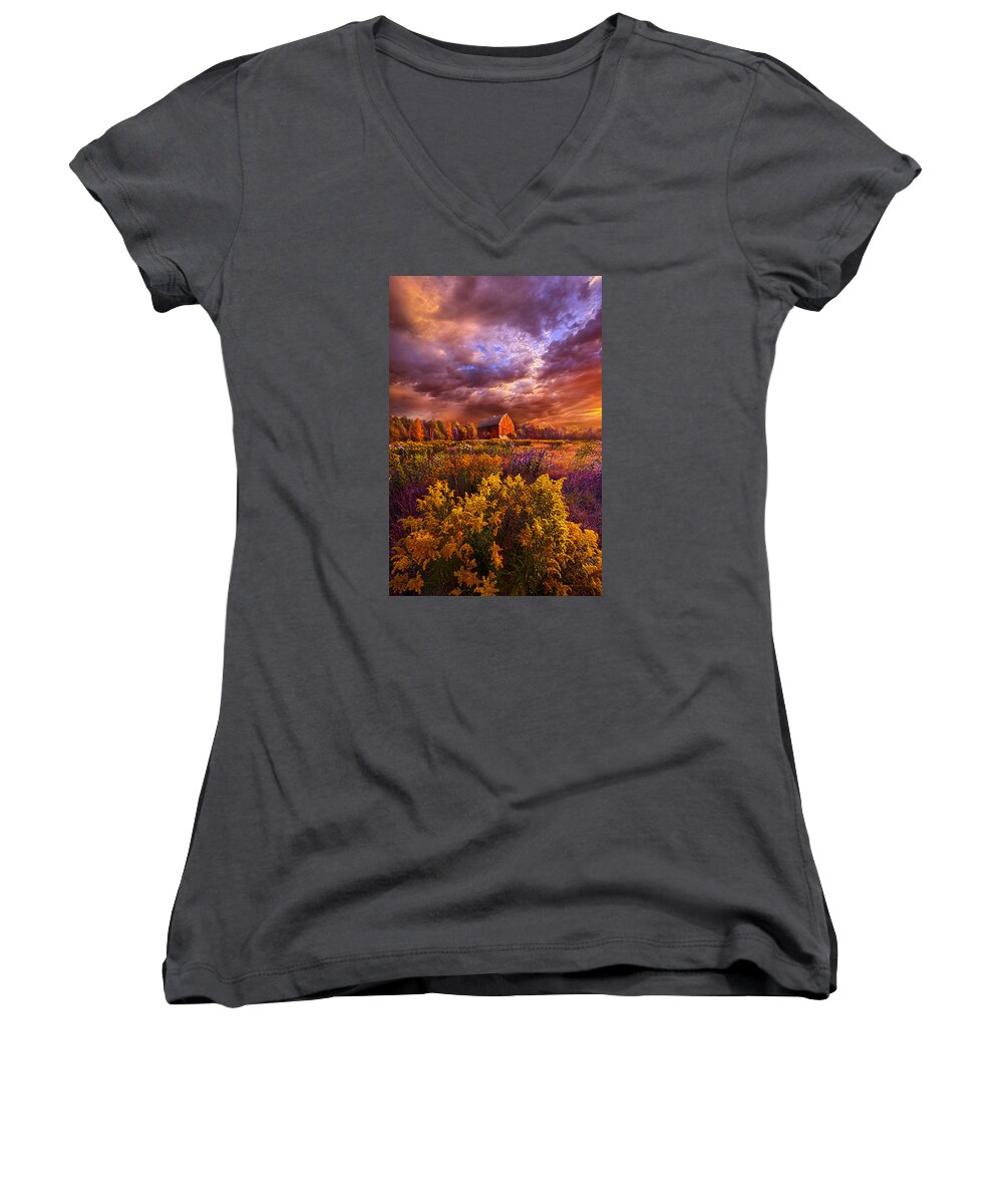 Barn Women's V-Neck featuring the photograph The Days Are Seldom Long by Phil Koch