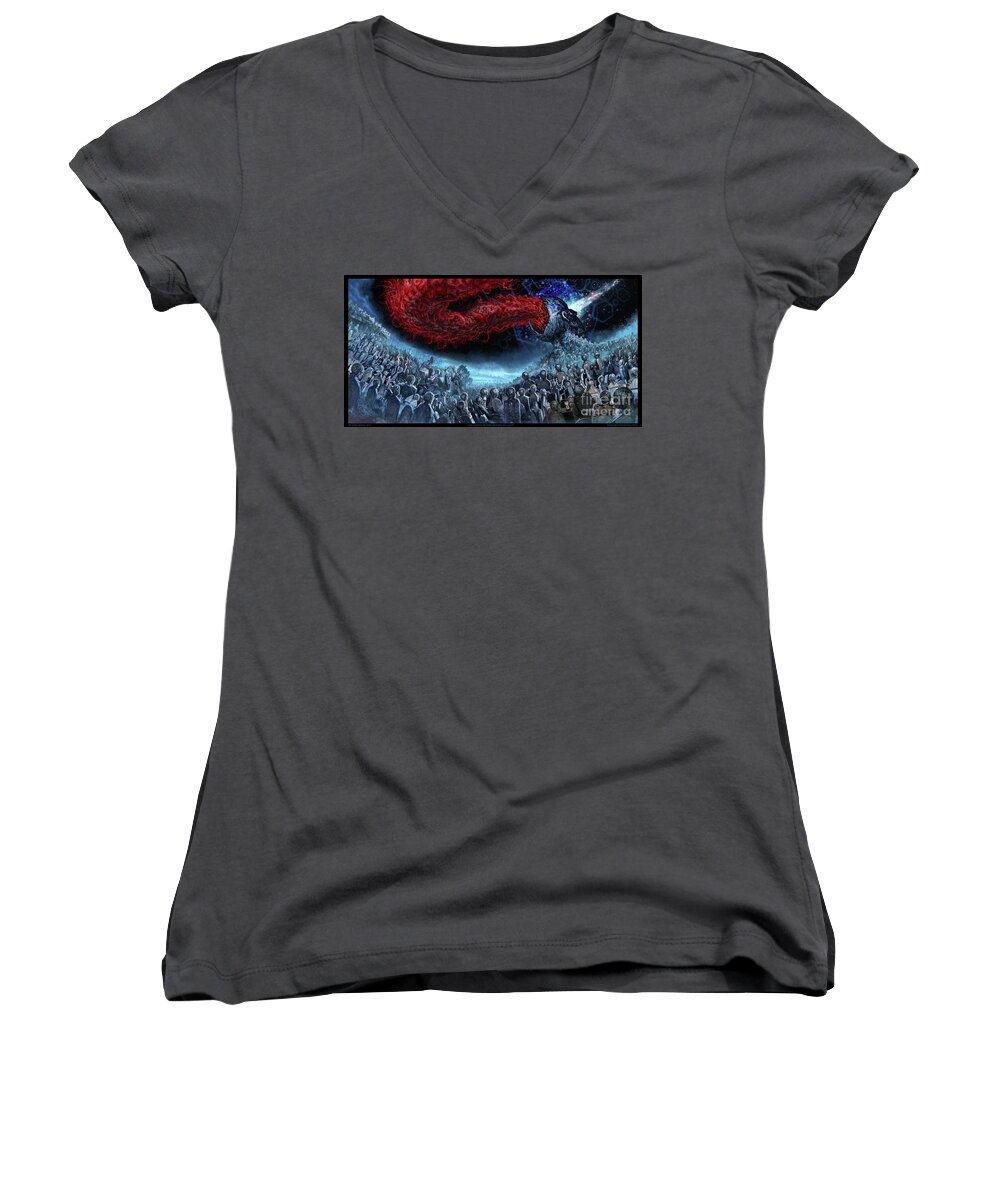 Tony Koehl Women's V-Neck featuring the digital art The Essence of Time Matches No Flesh by Tony Koehl