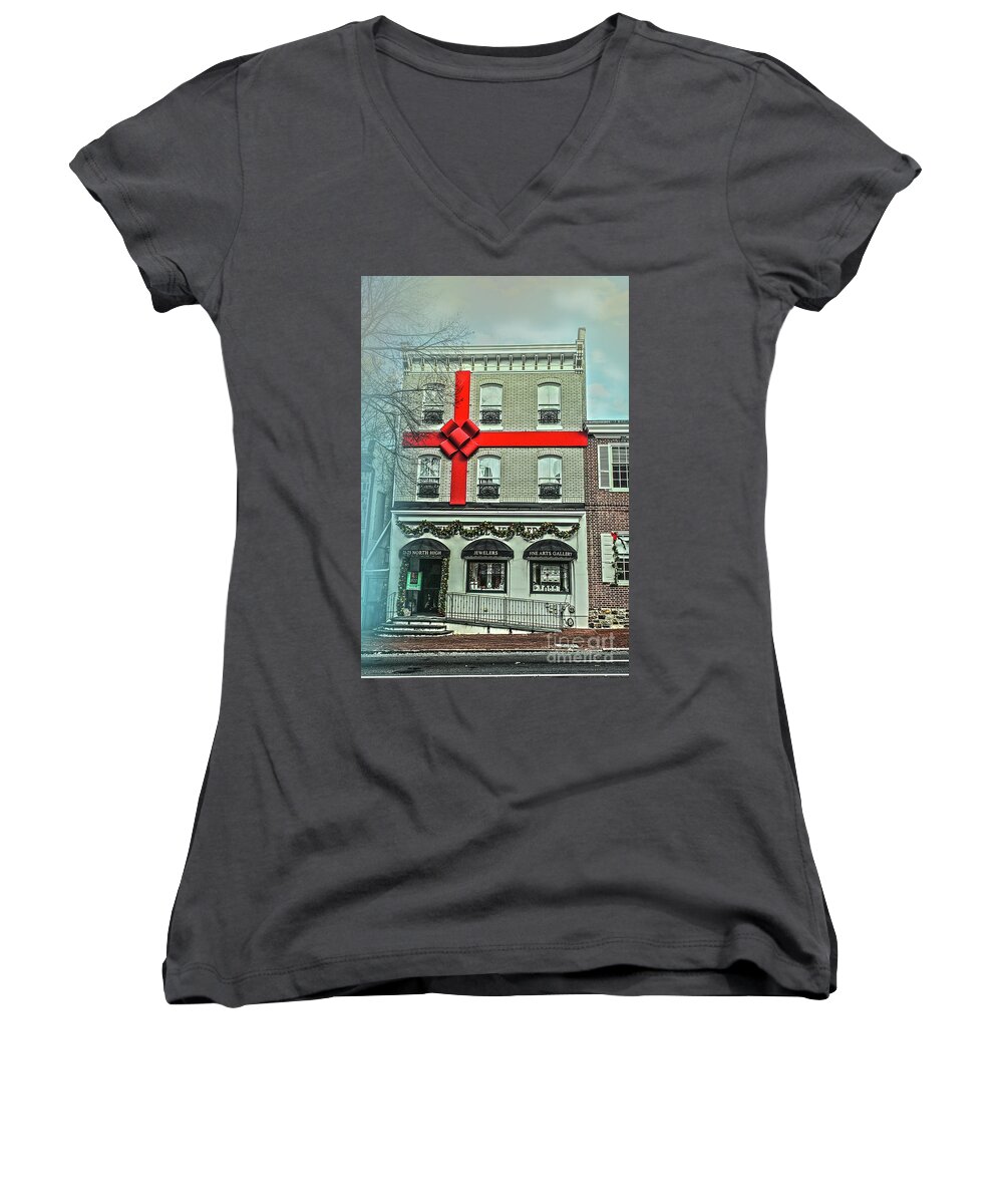 Shop Women's V-Neck featuring the photograph The Gift of Jewelry and Art by Sandy Moulder