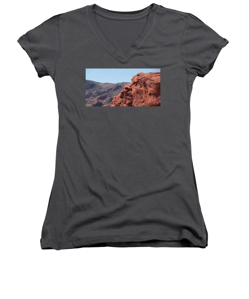 Red Rock Women's V-Neck featuring the photograph The Head by Kathleen Maconachy