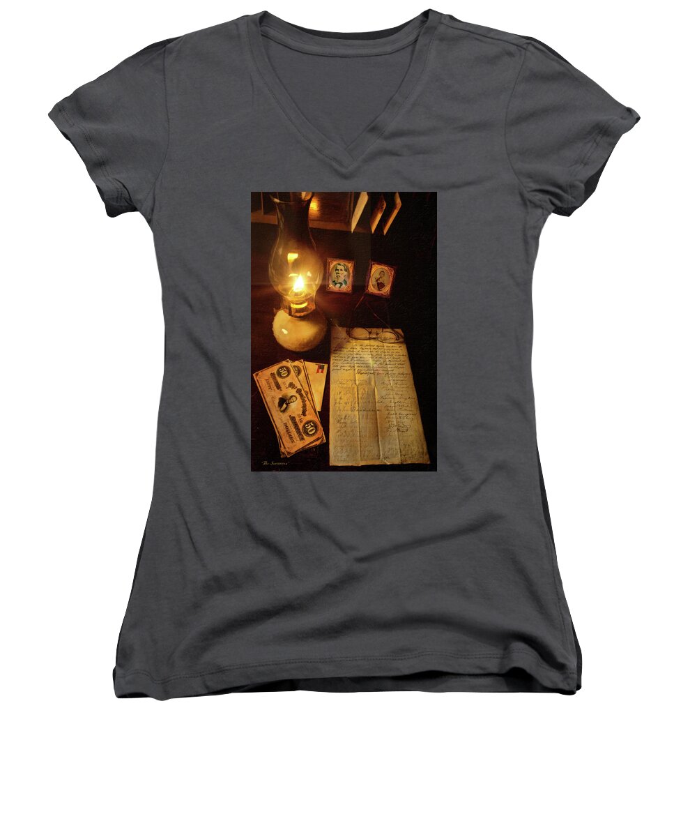 Civil War Letter Women's V-Neck featuring the photograph The Invitation by Mark Allen