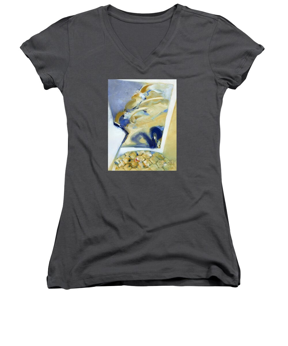 Blues Women's V-Neck featuring the painting The Keys of Life - Effort by Ritchard Rodriguez